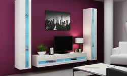 Anissa Entertainment TV Wall Unit - White Matt & White Gloss