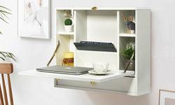Melina Folding Desk - White - Floating TV Units