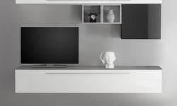 Zabia Entertainment TV Wall Unit - White And Grey High Gloss