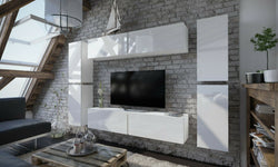 Monza Entertainment TV Wall Unit - White Gloss