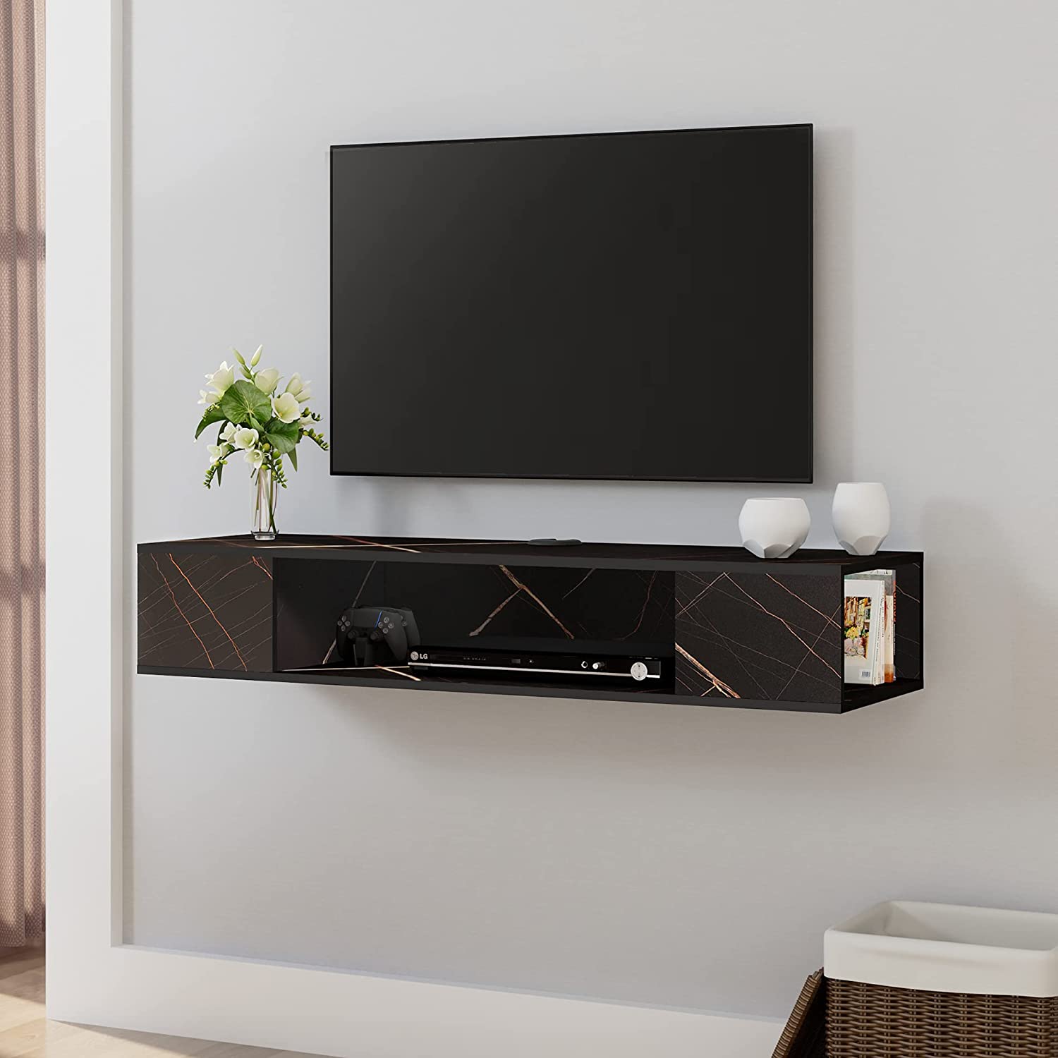 Reina Floating TV Unit - Black Marbling | Floating TV Units - Floating ...