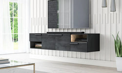 Alton Floating TV Unit for TVs up to 50" - Oak & Black