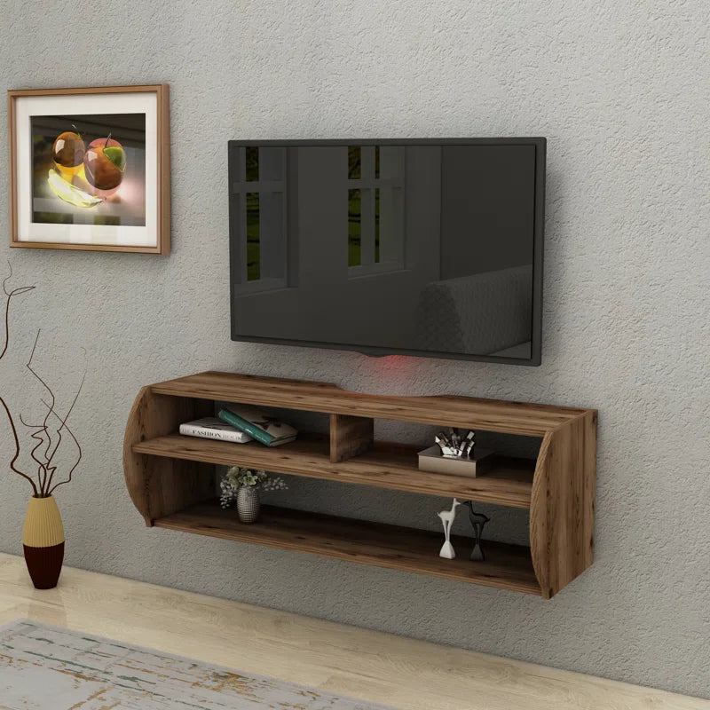 Walnut floating tv shelf deals