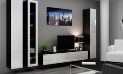 Essen Entertainment TV Wall Unit - Black Matt & White Gloss