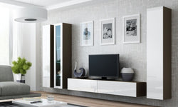 Essen Entertainment TV Wall Unit - Grey Matt & White Gloss