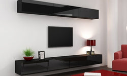 Umana Entertainment TV Wall Unit - Black Matt & Black Gloss