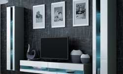 Anissa Entertainment TV Wall Unit - Grey Matt & White Gloss