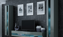 Anissa Entertainment TV Wall Unit - Grey Matt & Grey Gloss